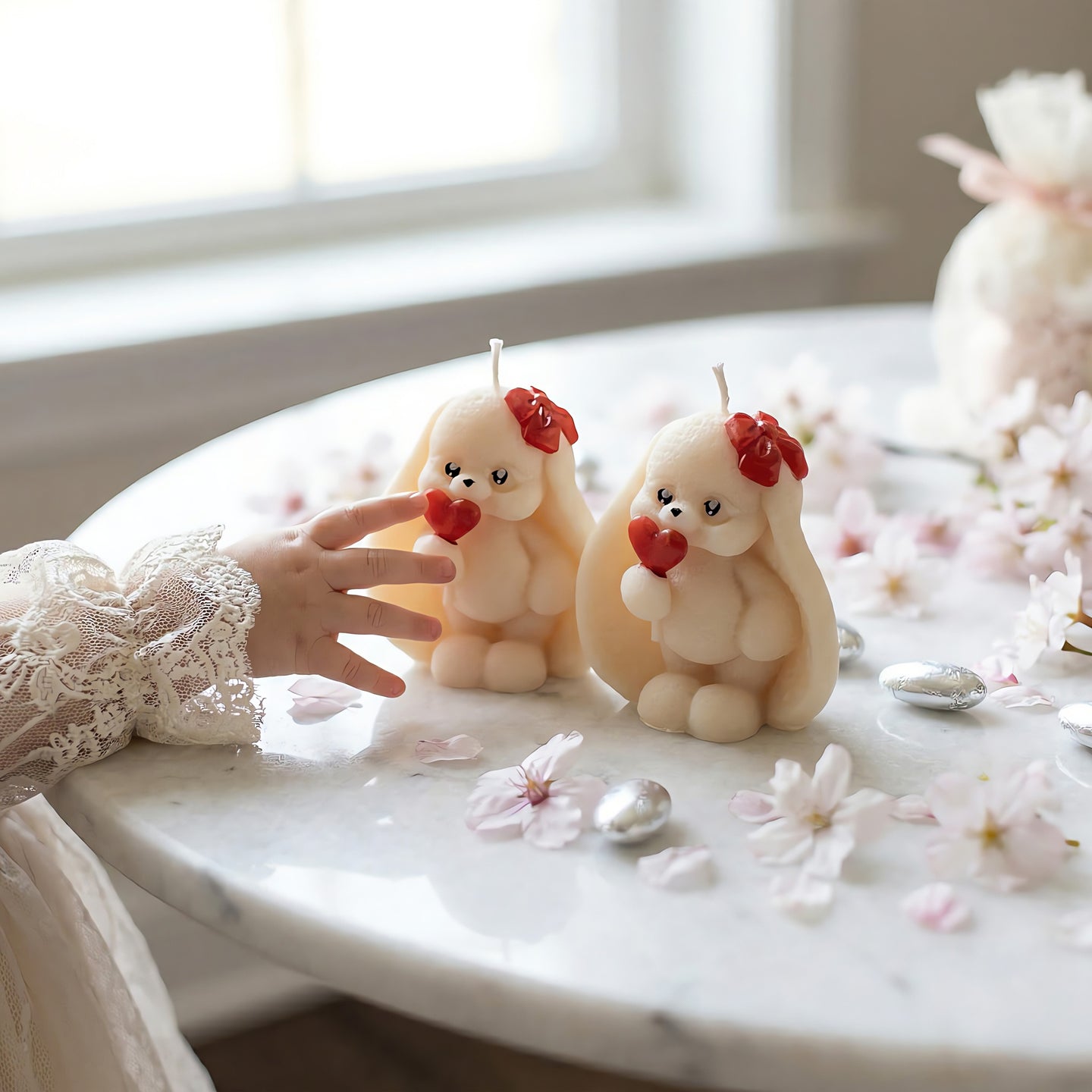 Bunny Love | Hand-painted Scented Candle | Signature Coconut Blend (Soy-Free)