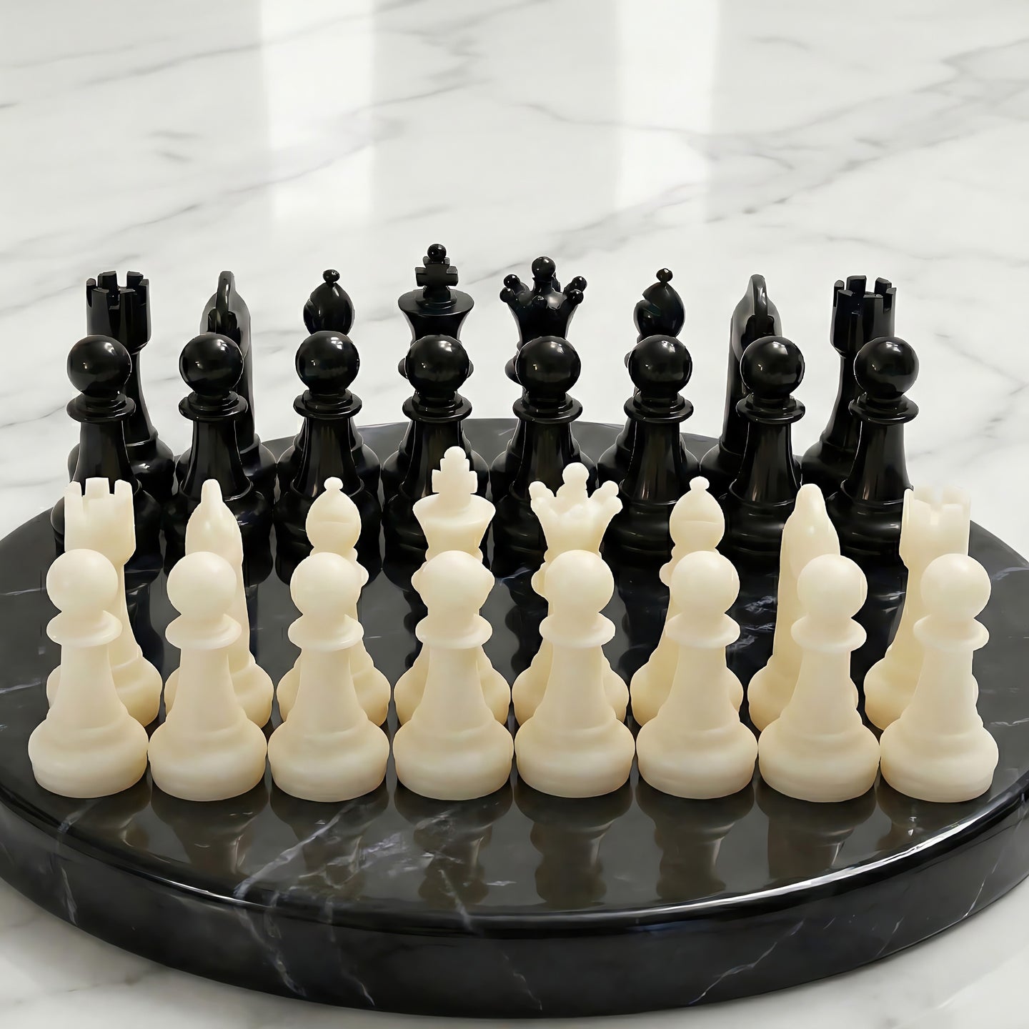 Šaha bišu vaska dekoratīvā komplekta 32 Imperial Noir melnā marmora vāka attēls