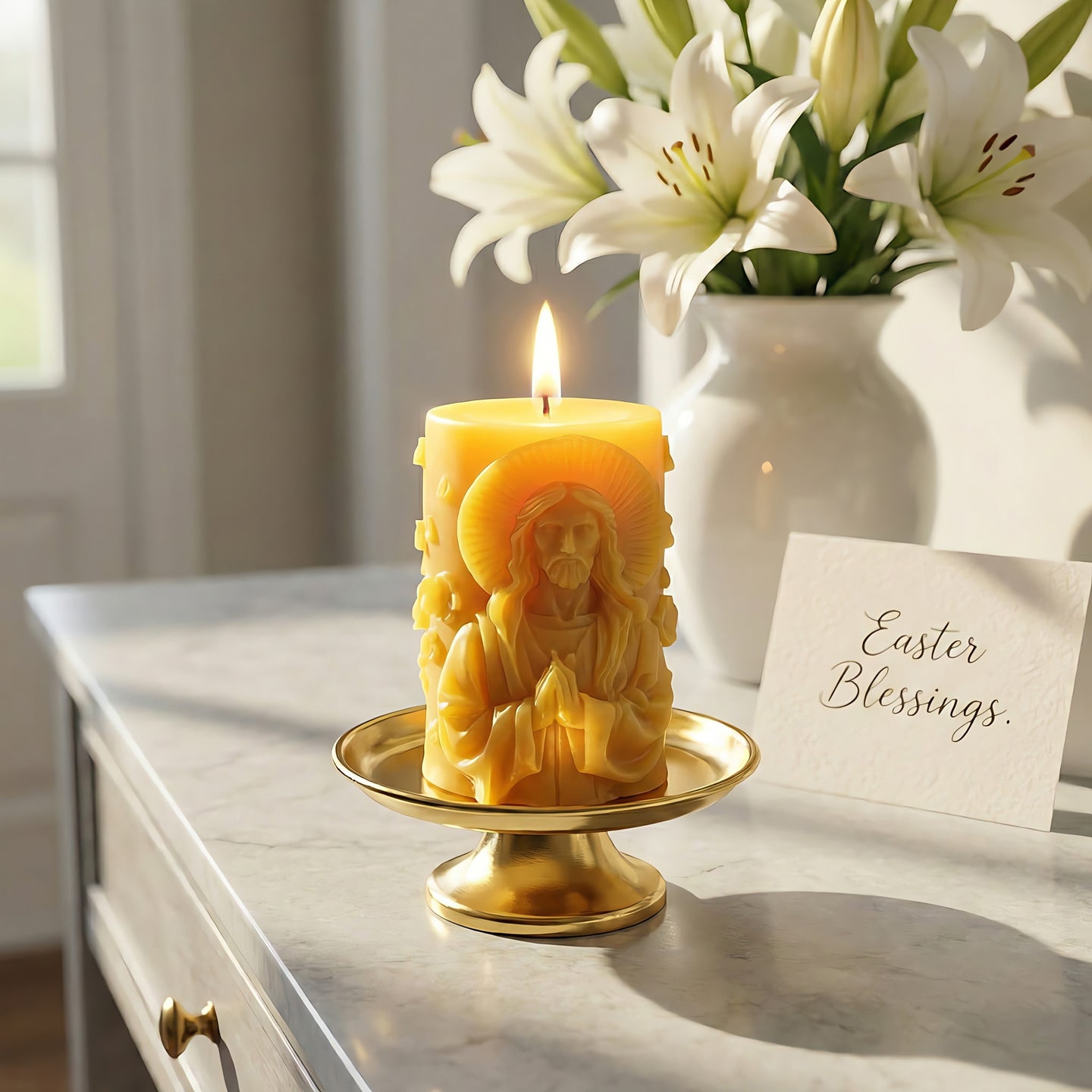 Svíčka ze včelího vosku Kristus Akord 3