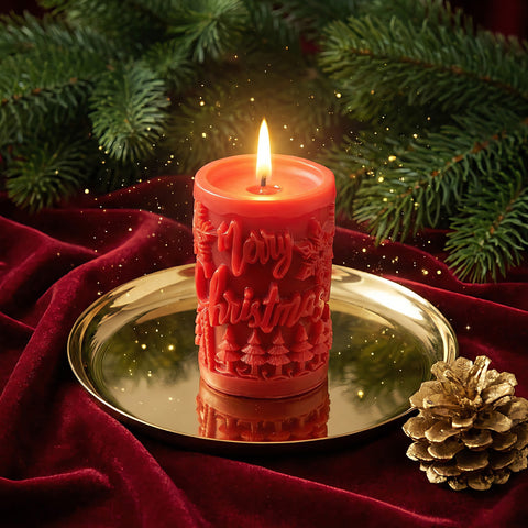 Bougie en Cire d'Abeille Vœu de Noël Accord 1