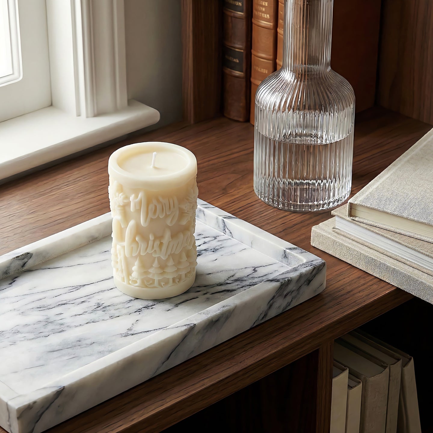 Svíčka ze včelího vosku Vánoční přání Akord 2