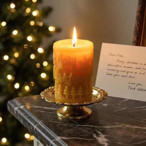 Bougie en Cire d'Abeille Vœu de Noël Accord 3