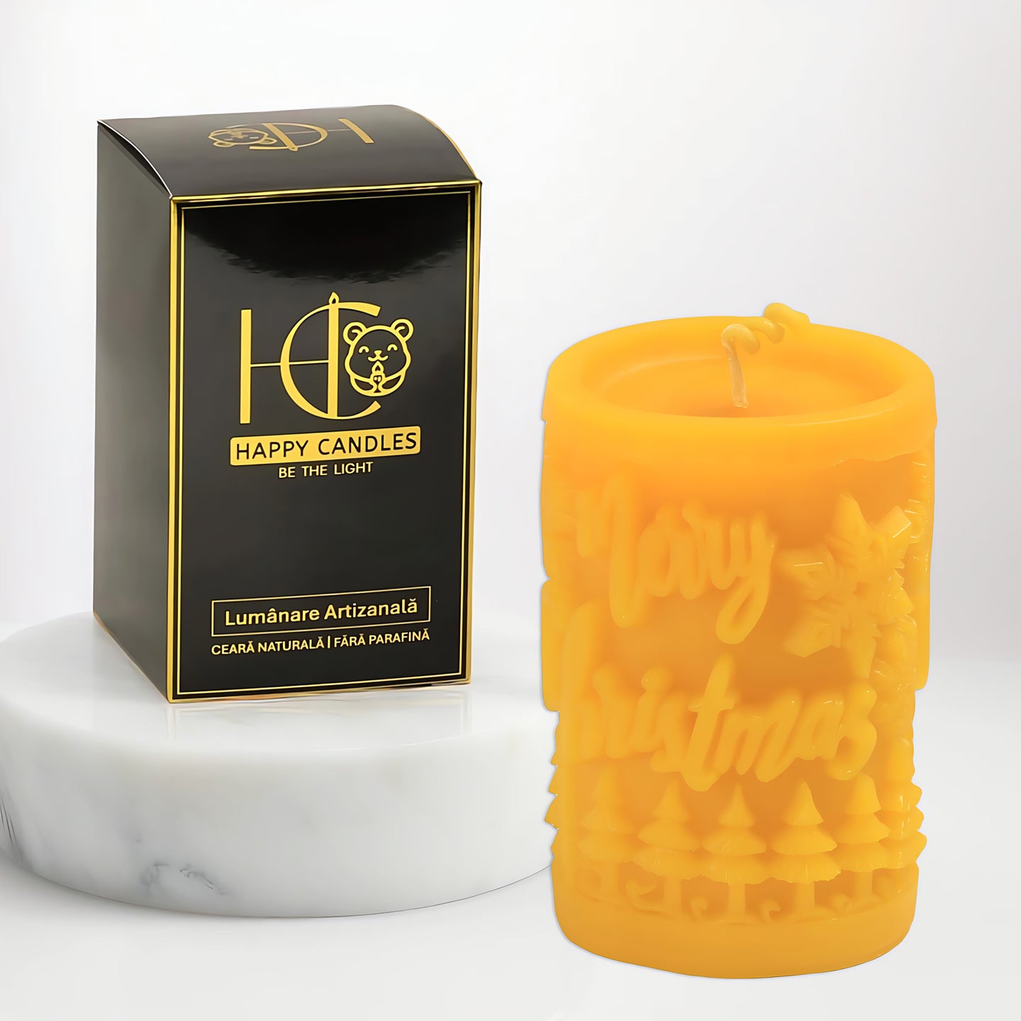 Svíčka ze včelího vosku Vánoční přání Žlutá Titulní obrázek