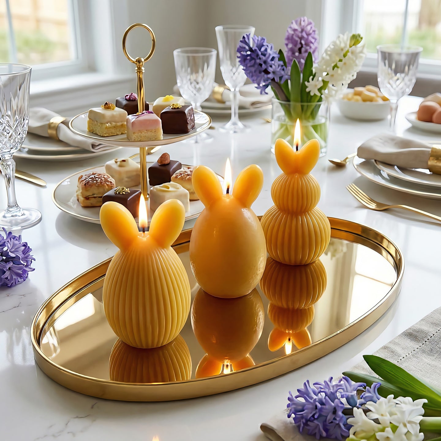 Eared Easter Egg Beeswax Candle Set Accord 1
