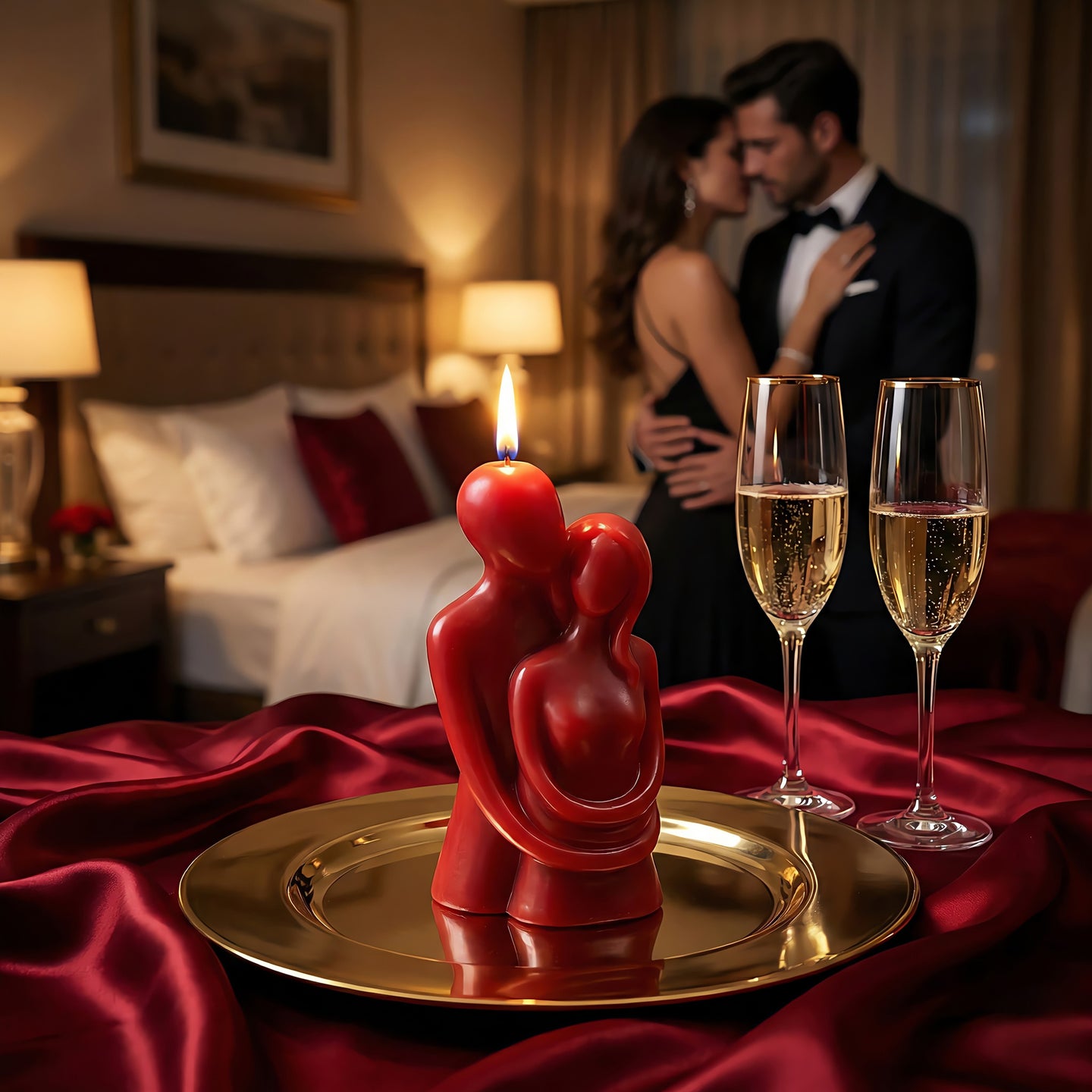 Embracing Couple Beeswax Candle Accord 1