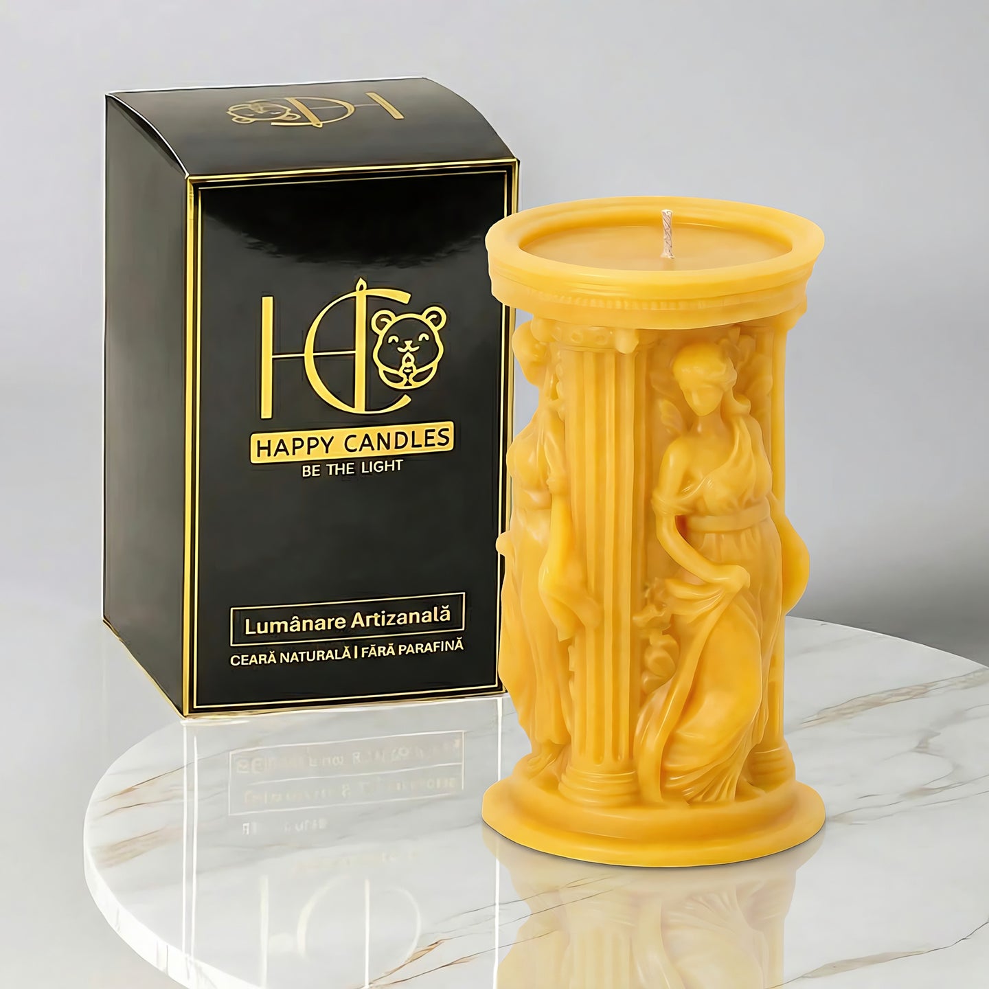 Svíčka ze včelího vosku Řecká bohyně Athena žlutá úvodní obrázek