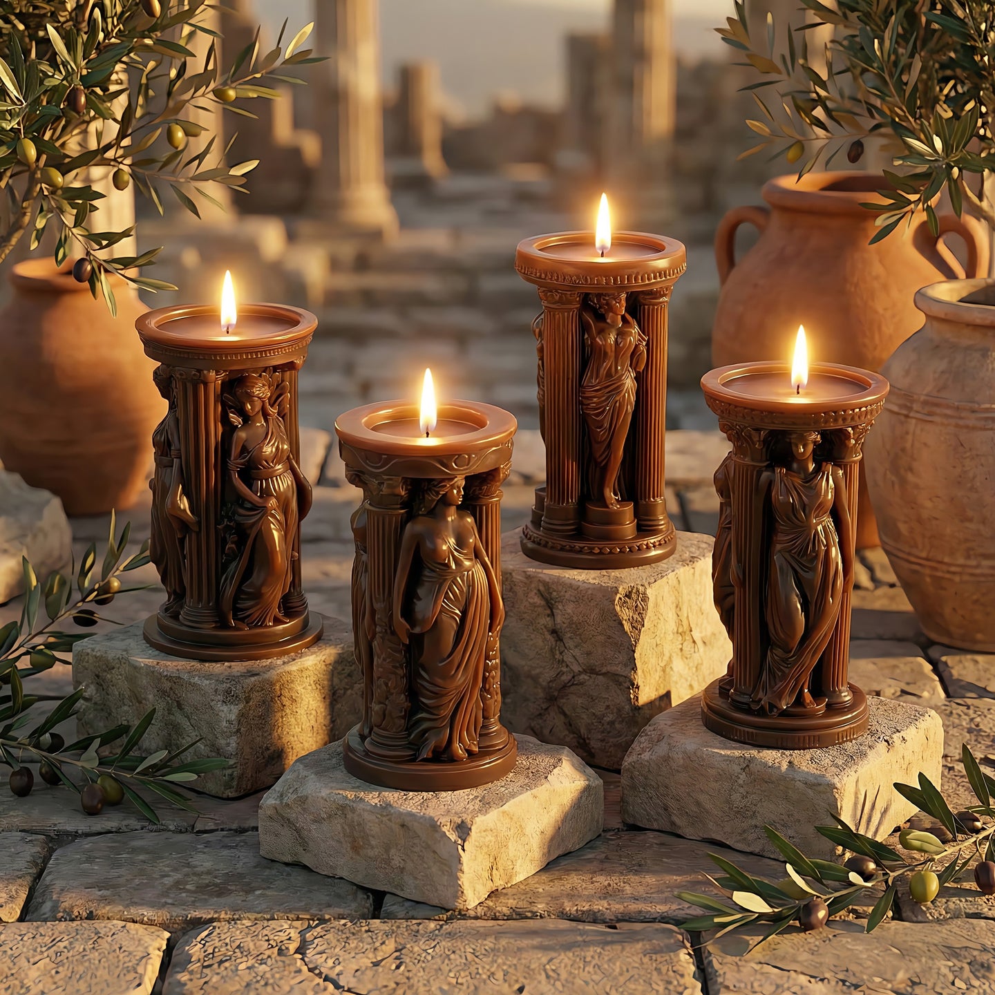 Grčka božica set svijeća od pčelinjeg voska akord 3