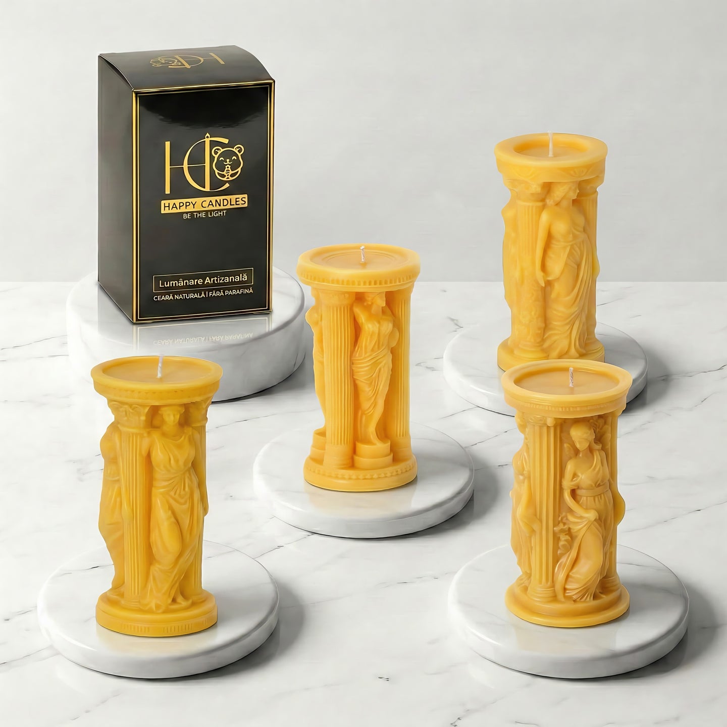 Set svijeća od pčelinjeg voska Grčka božica žuta naslovna slika