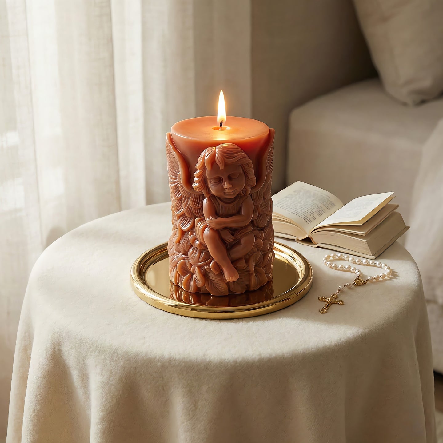 Svíčka ze včelího vosku Strážný anděl Akord 3