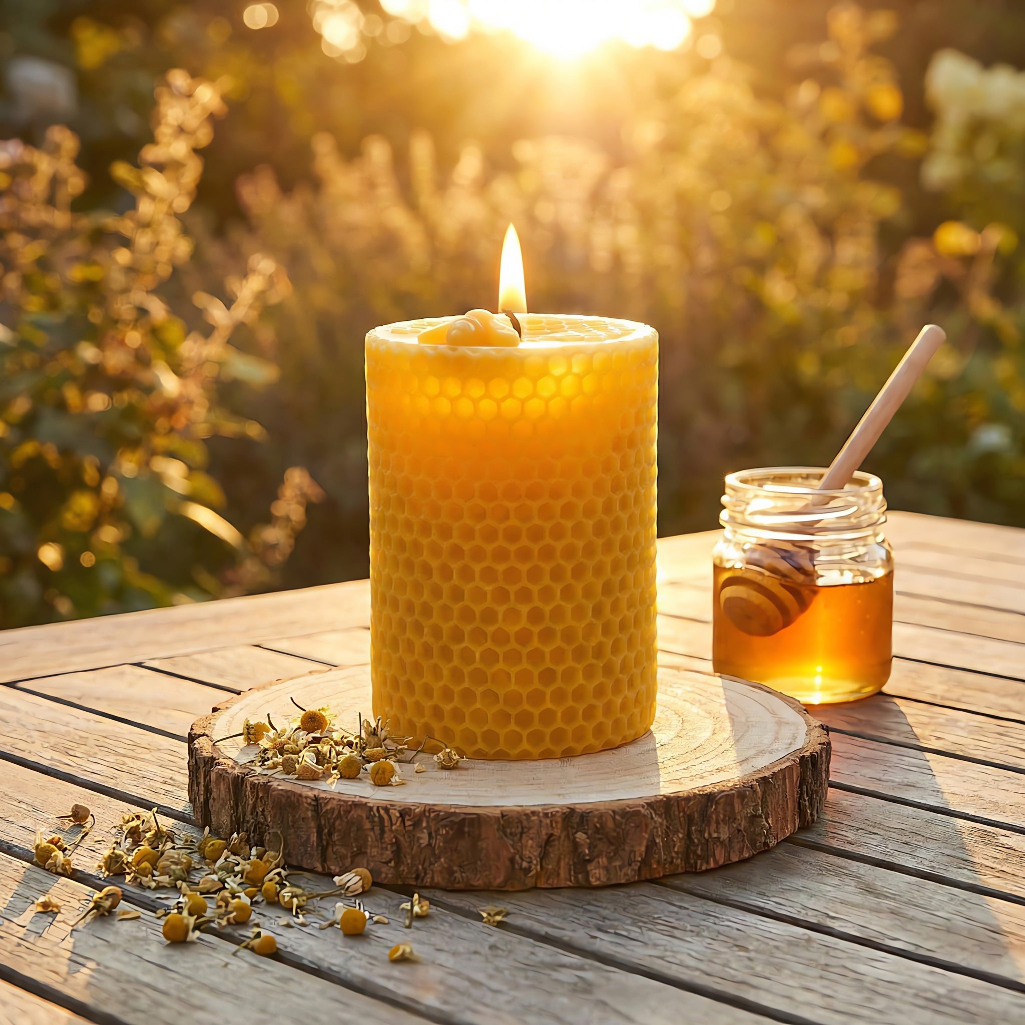 ★キャンドル　Beeswax RoundCandle ★ Honeycomb Cylinder | Sculptural Beeswax Candle | 100% Pure & Non