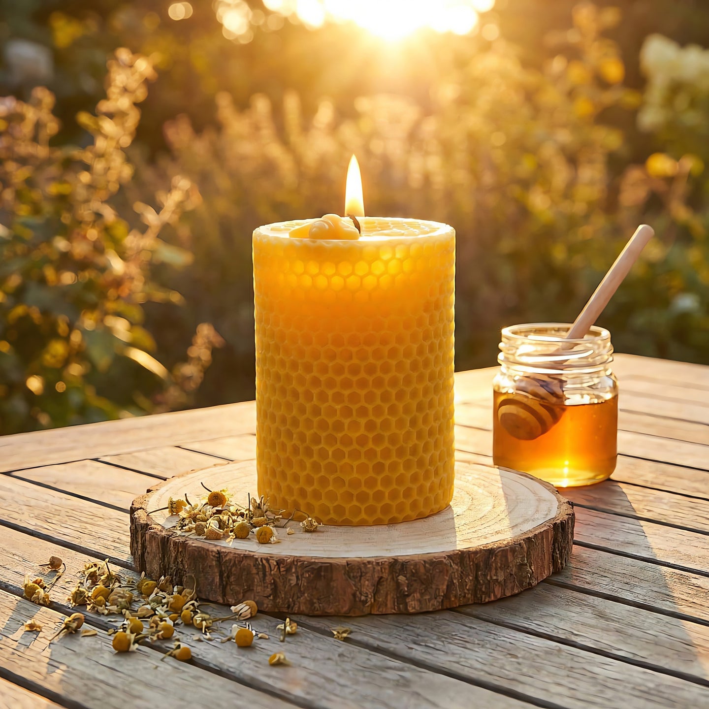 Svíčka ze včelího vosku Válec s plástvemi Akord 1