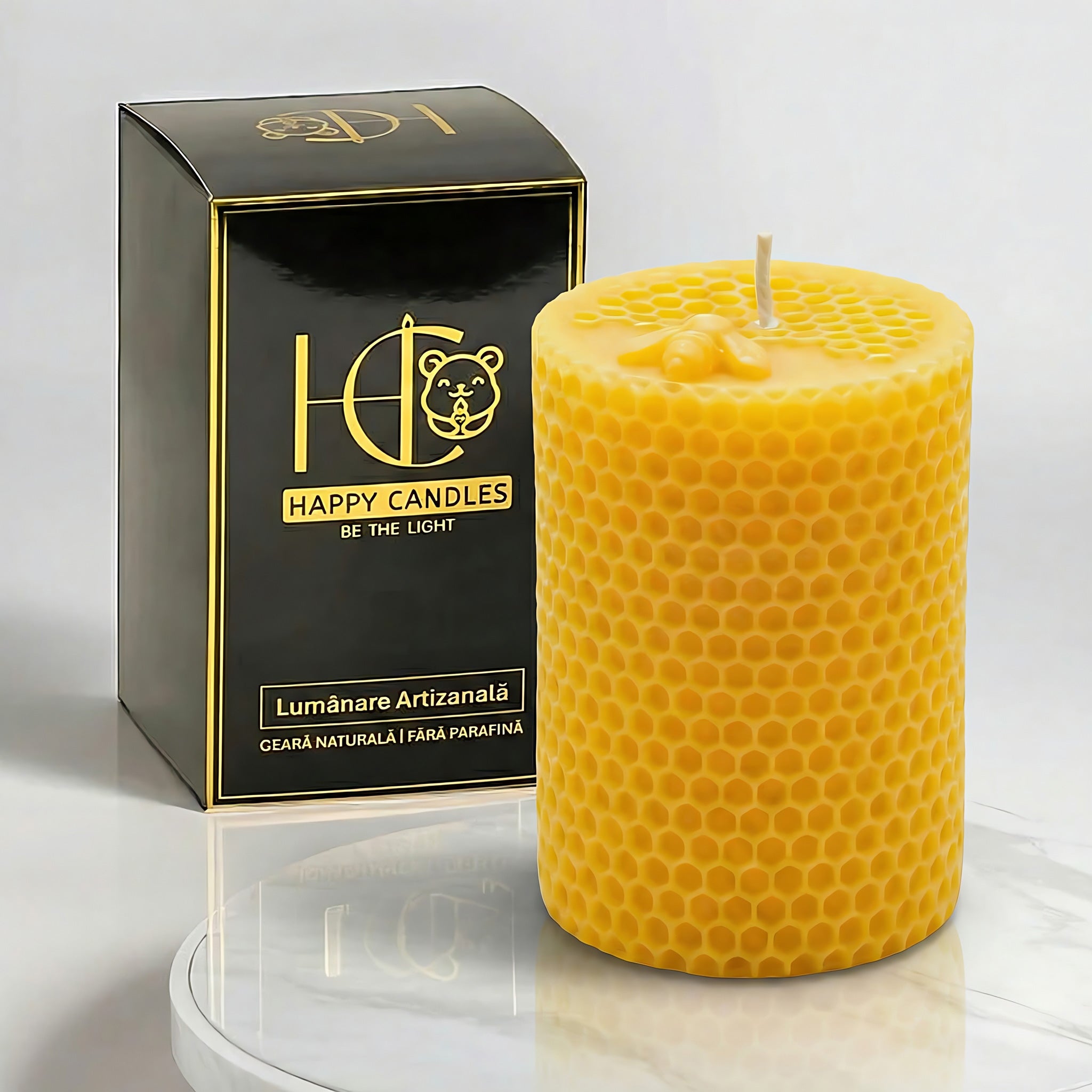 ★キャンドル　Beeswax RoundCandle ★ Honeycomb Cylinder | Sculptural Beeswax Candle | 100% Pure & Non