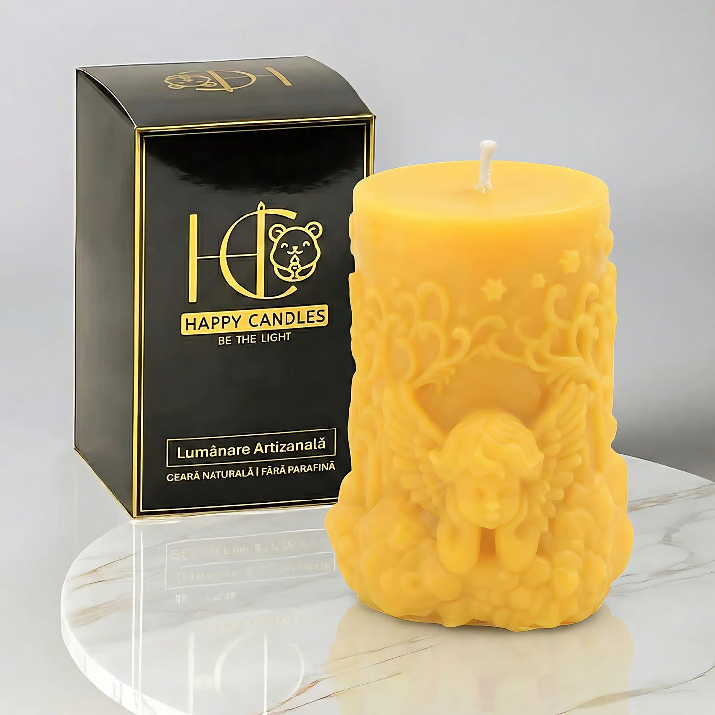 Svíčka ze včelího vosku Malý andělíček žlutá úvodní obrázek