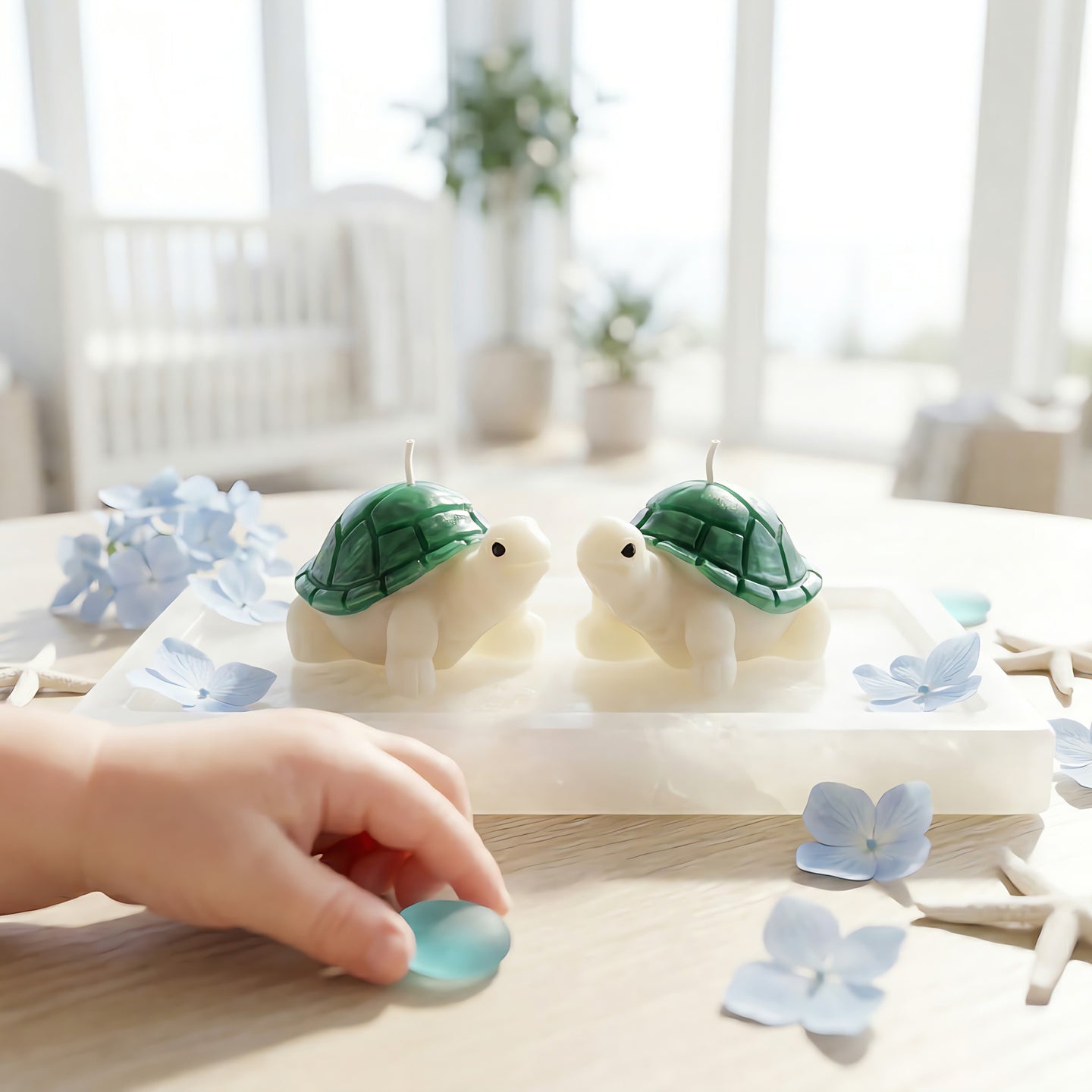 Little Turtle | Hand-painted Scented Candle | Signature Coconut Blend (Soy-Free)