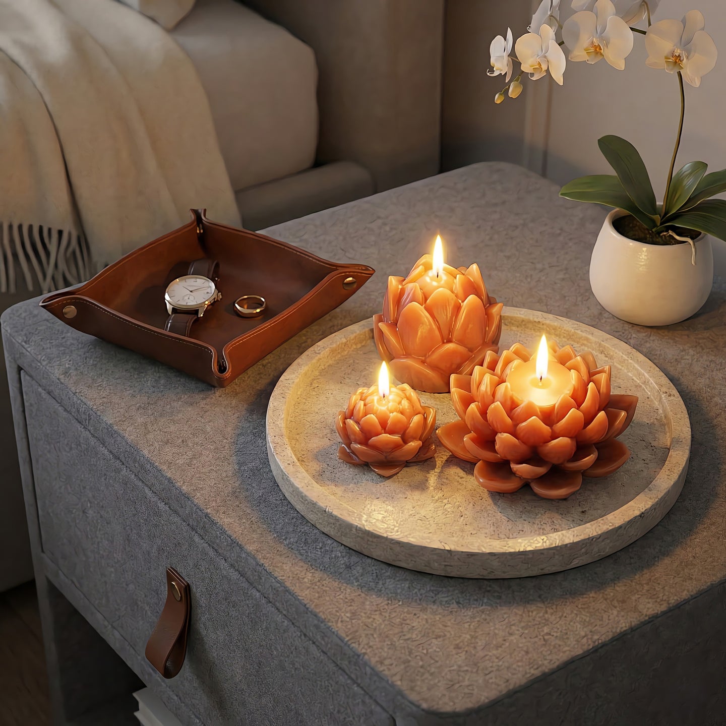 Lotus Bienenwachskerze Set Akkord 1