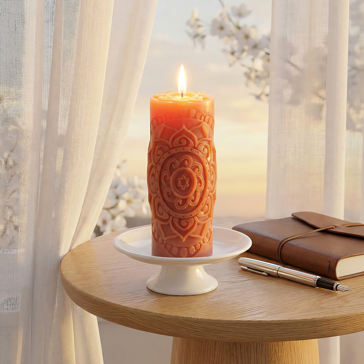 Svíčka ze včelího vosku Lotosová mandala Akord 1