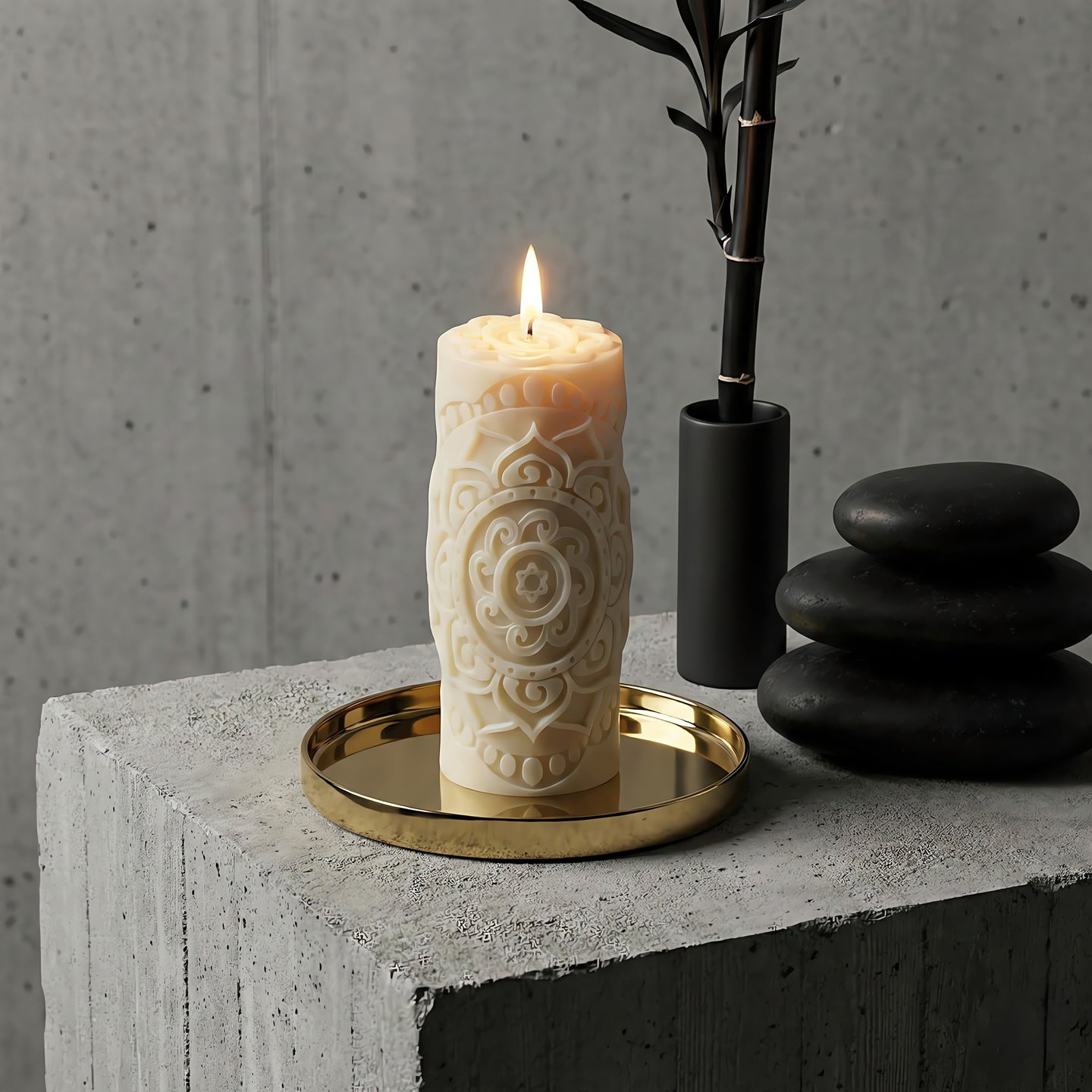 Svíčka ze včelího vosku Lotosová mandala Akord 3