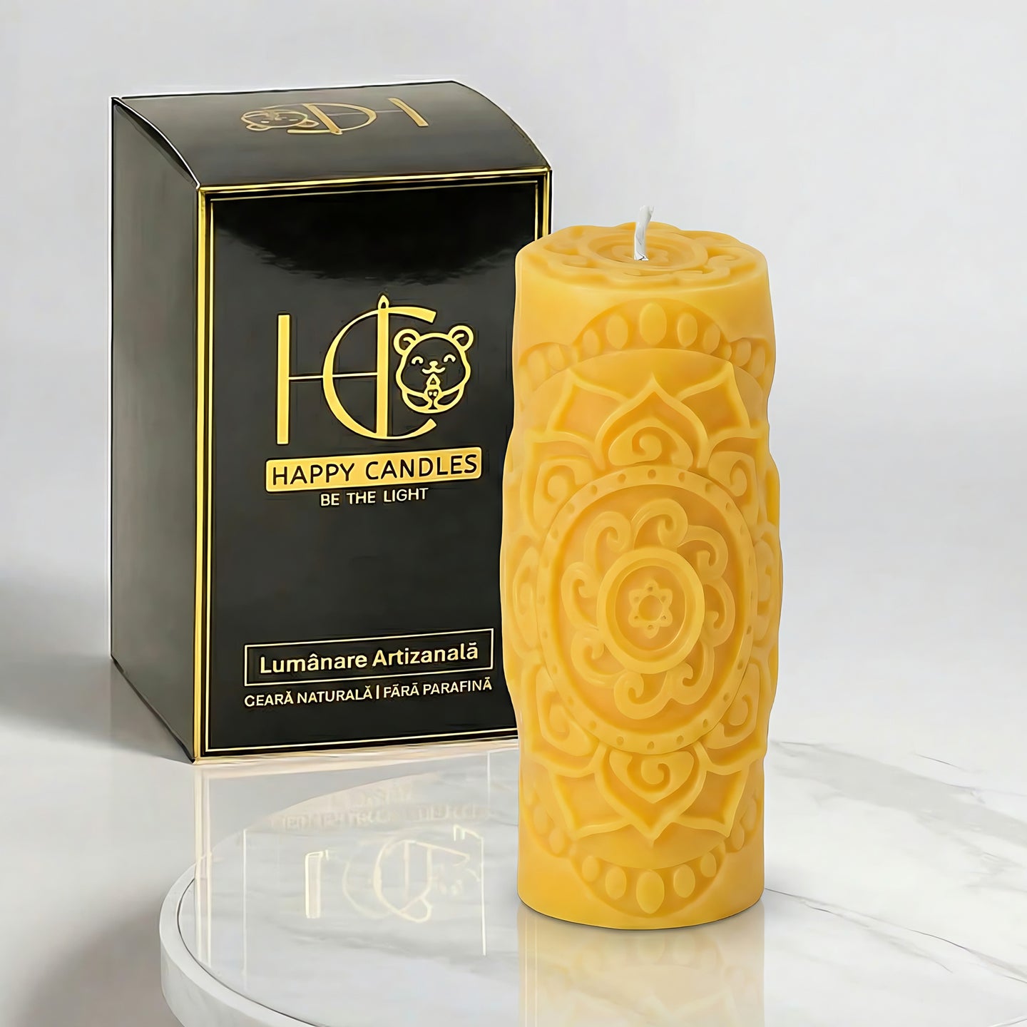 Svíčka ze včelího vosku Lotosová mandala žlutá úvodní obrázek