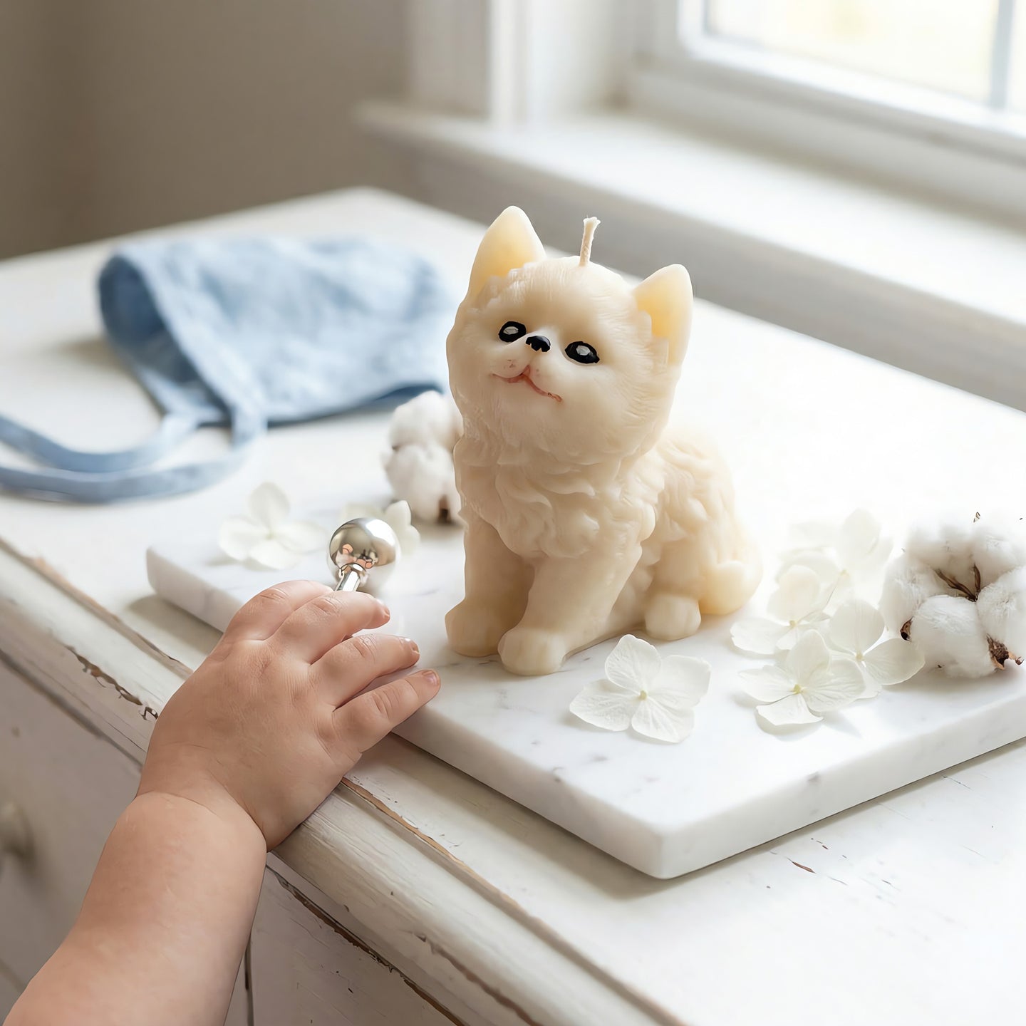 Meow | Hand-painted Scented Candle | Signature Coconut Blend (Soy-Free)