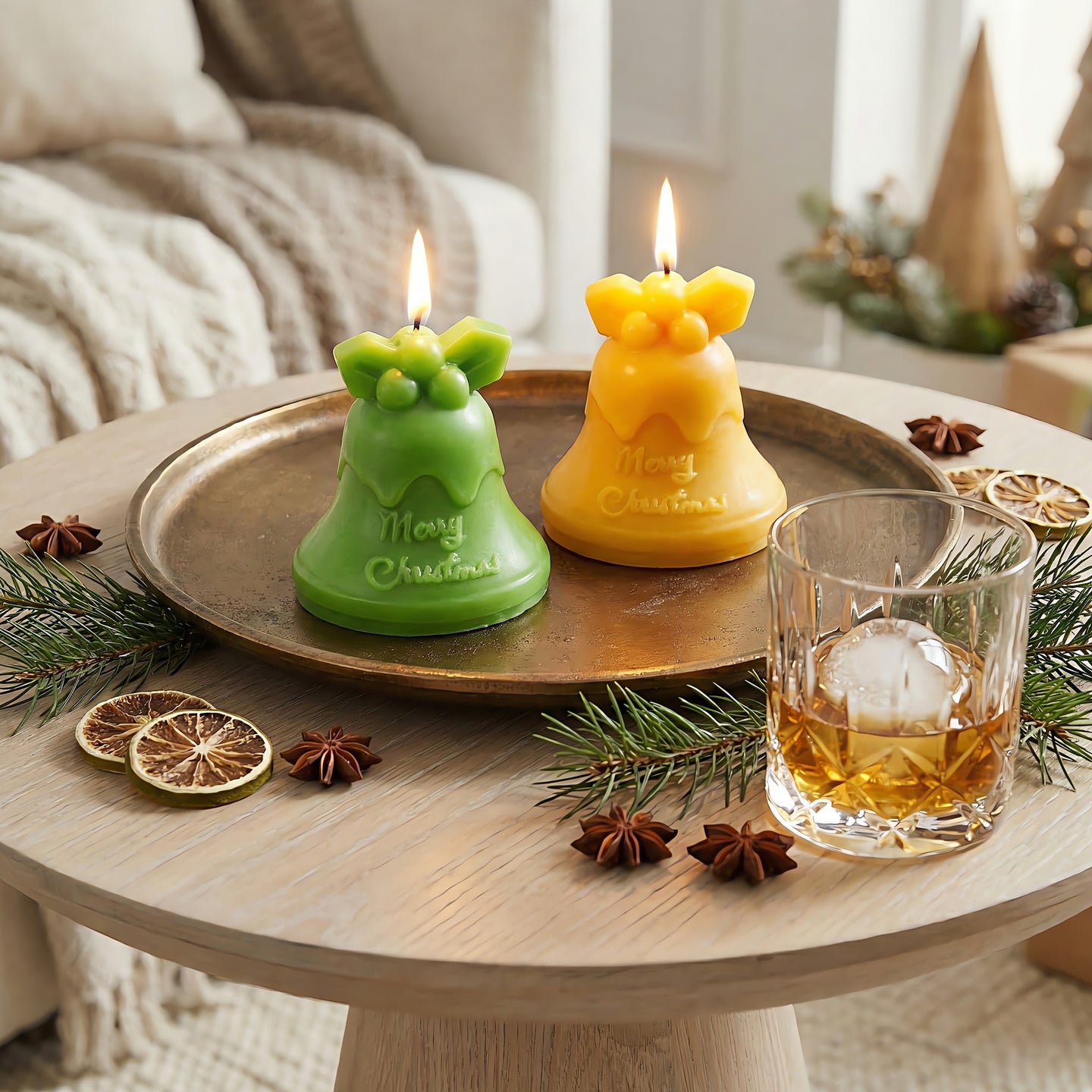 Merry Christmas Bell Beeswax Candle Accord 3