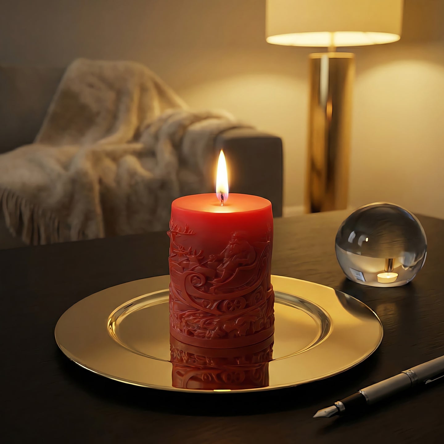 Santas Sleigh Beeswax Candle Accord 1