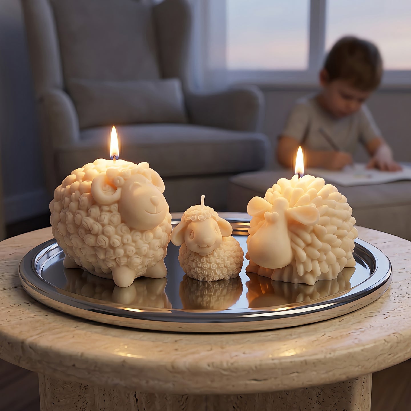 Sheep Family | Scented Candle Set | Signature Coconut Blend (Soy-Free)