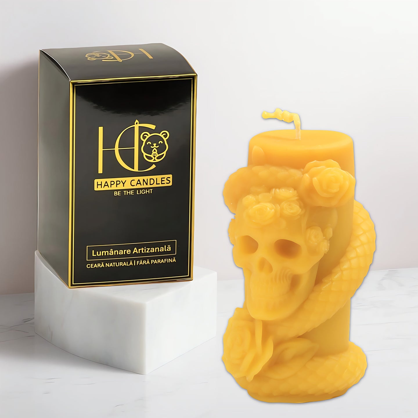 Skull N Roses Beeswax Candle Yellow Cover Image
