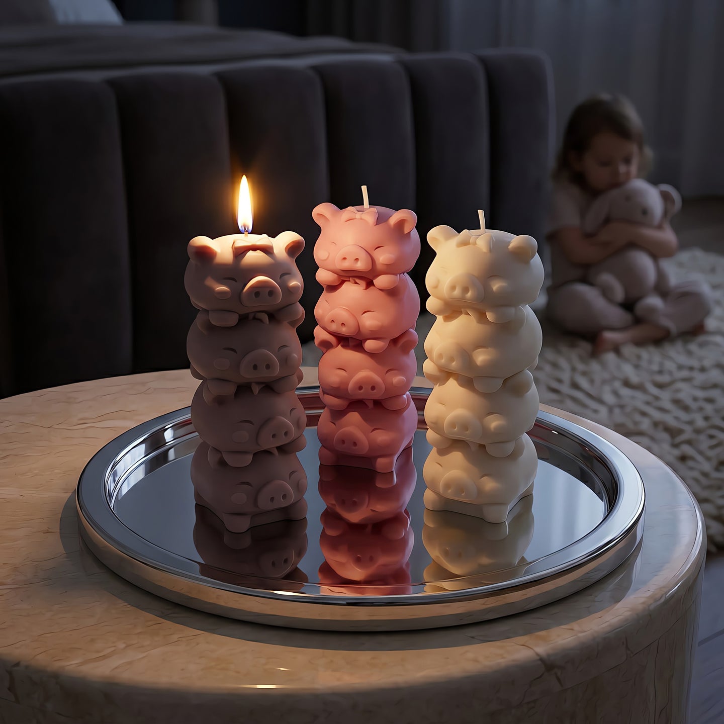 Stacked Piglets | Scented Candle | Signature Coconut Blend (Soy-Free)