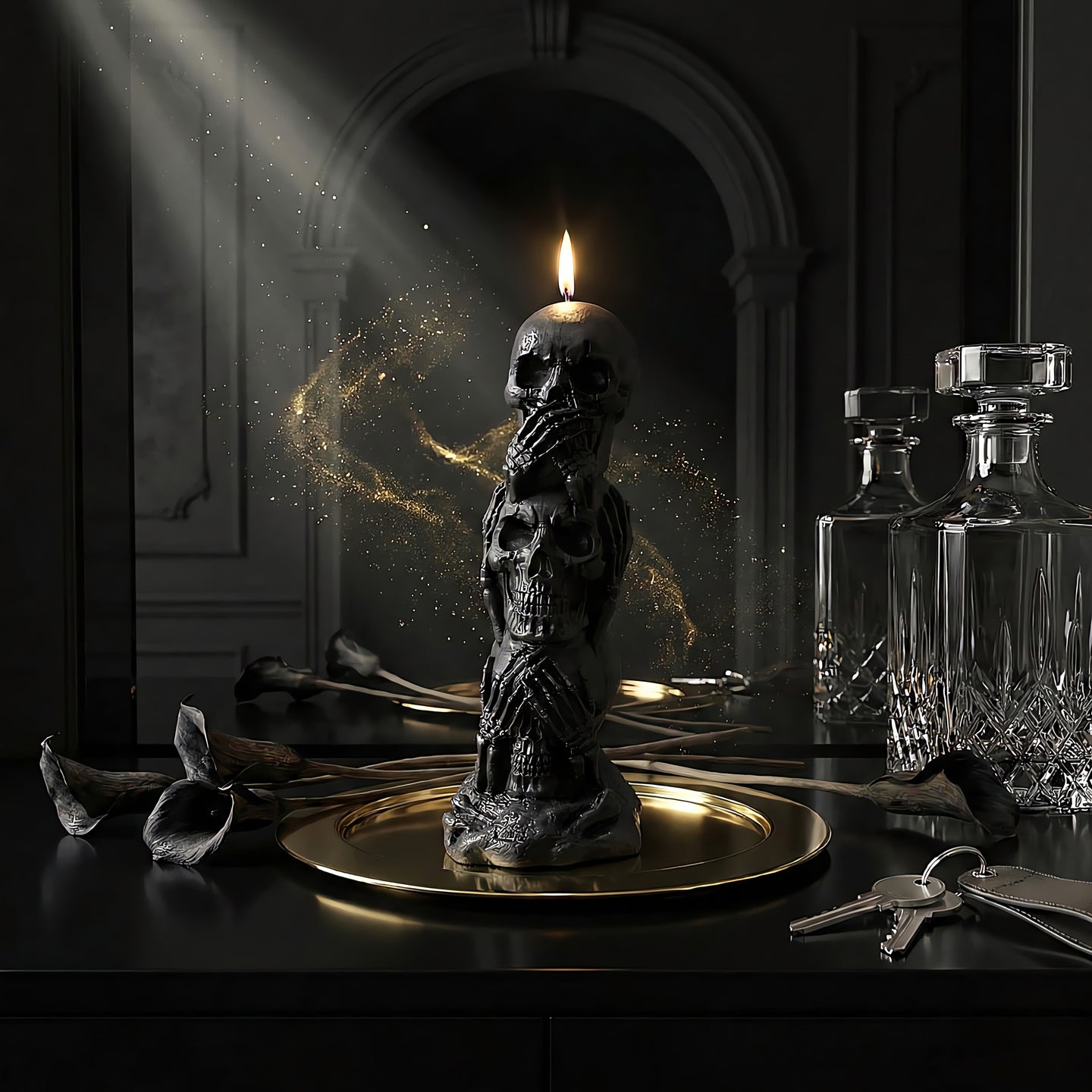 Stacked Skulls Beeswax Candle Accord 1