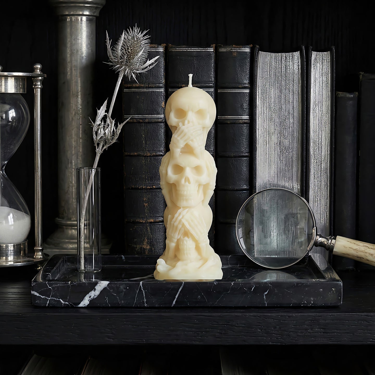 Stacked Skulls Beeswax Candle Accord 2