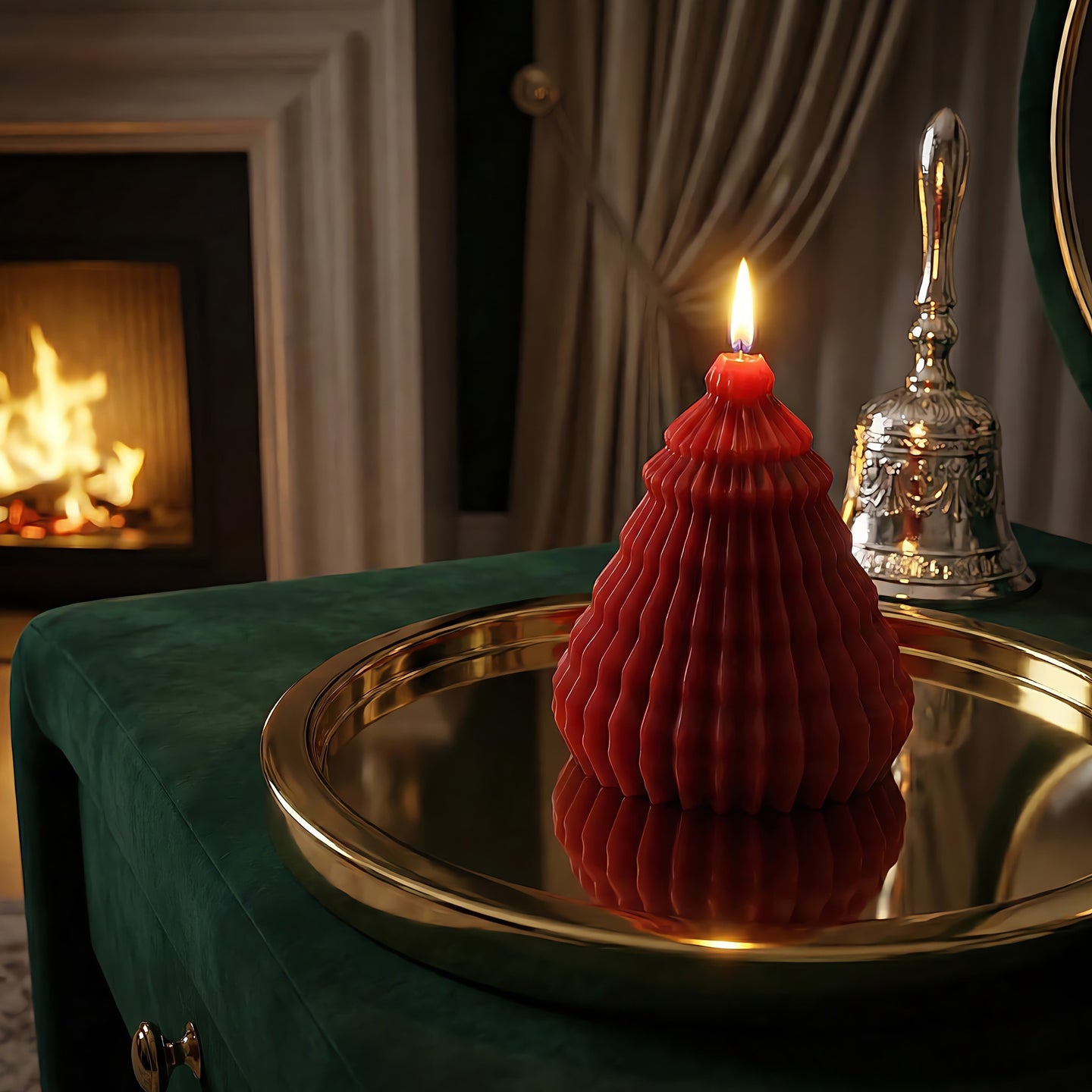 Striped Christmas Tree Beeswax Candle Accord 1