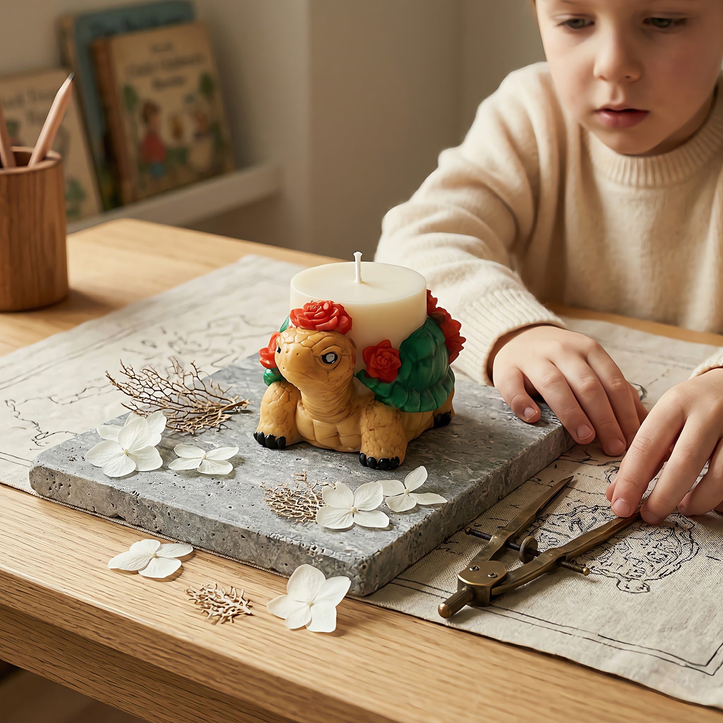 Tortoise | Hand-painted Scented Candle | Signature Coconut Blend (Soy-Free)