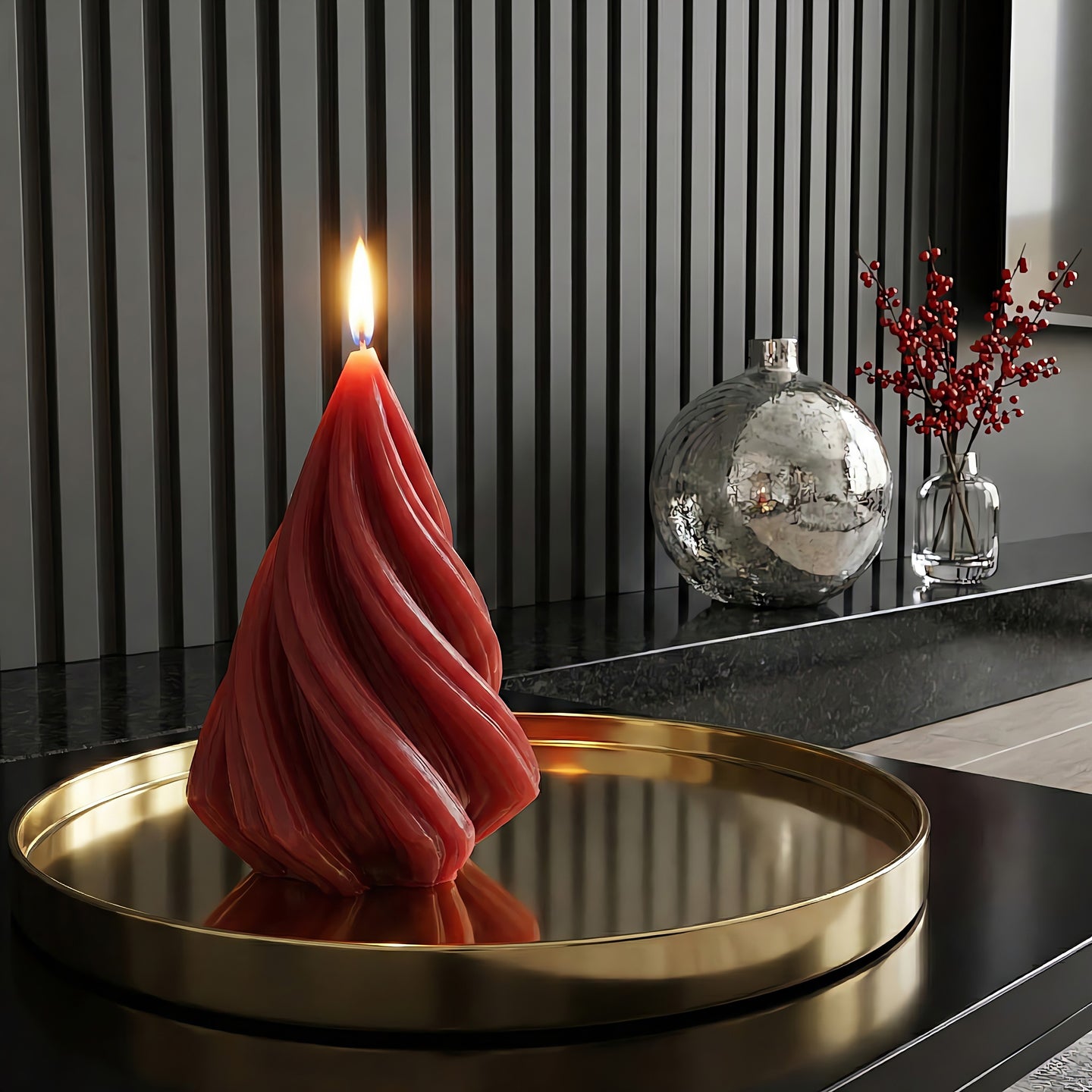 Wavy Christmas Tree Beeswax Candle Accord 1