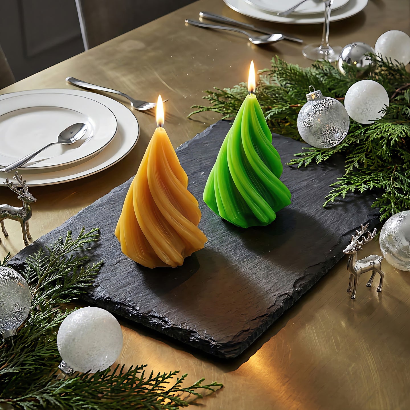 Wavy Christmas Tree Beeswax Candle Accord 3