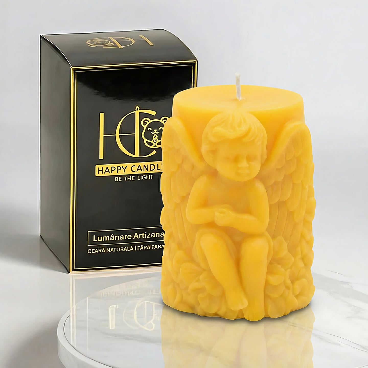 Winged Cherub Beeswax Candle Yellow Cover Image