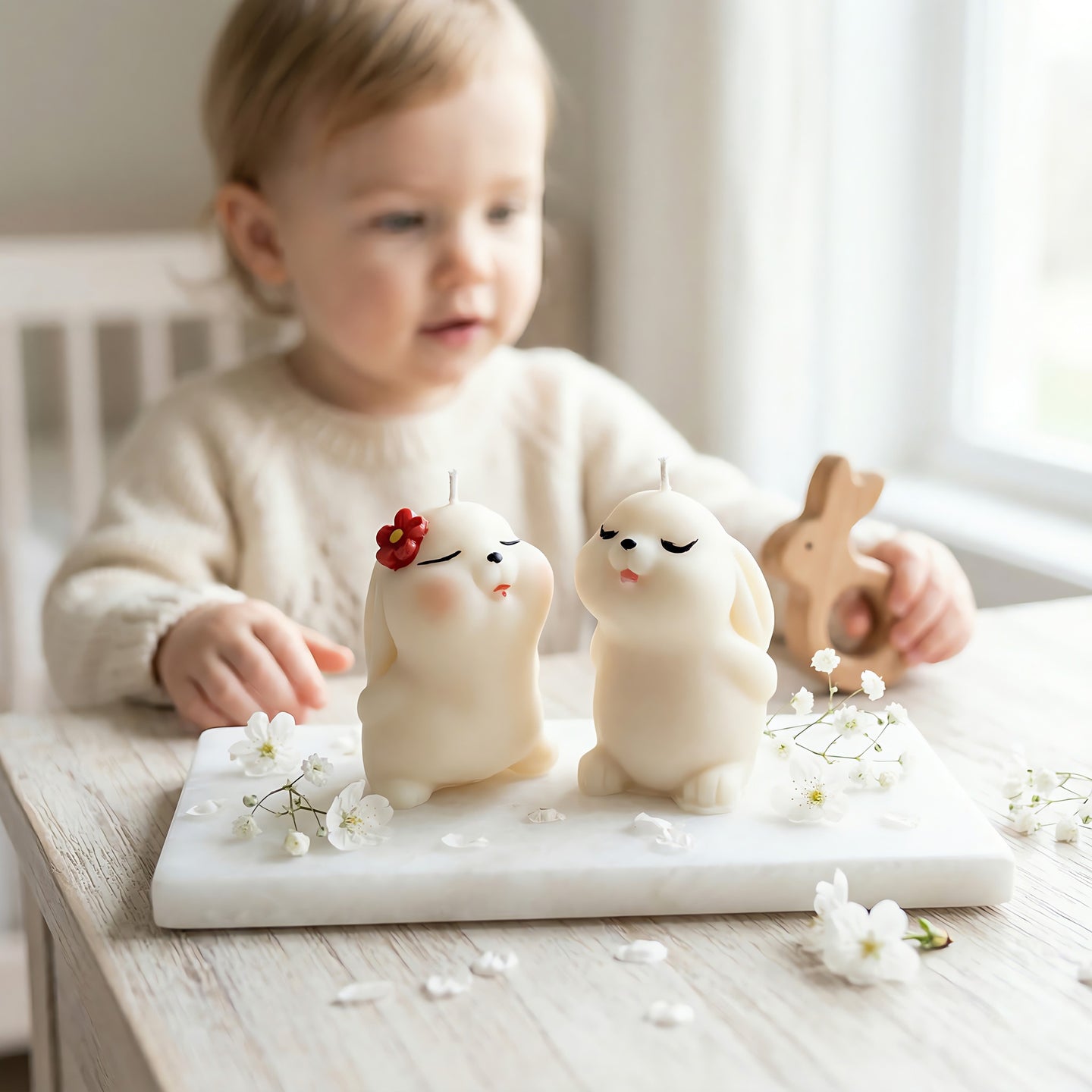 Zen Bunnies | Hand-painted Scented Candle Set | Signature Coconut Blend (Soy-Free)