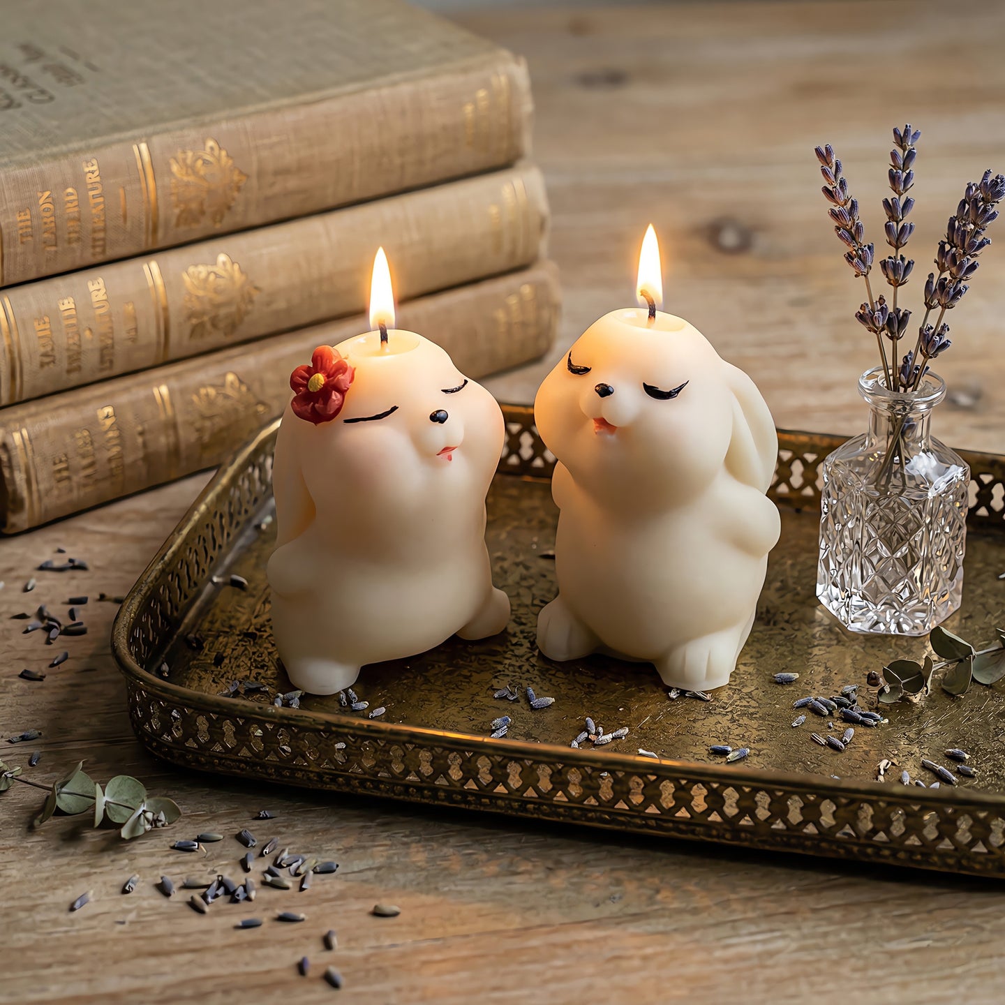Zen Bunnies | Hand-painted Scented Candle Set | Signature Coconut Blend (Soy-Free)
