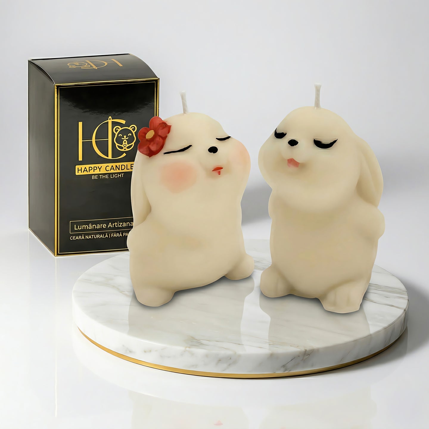 Zen Bunnies | Hand-painted Scented Candle Set | Signature Coconut Blend (Soy-Free)